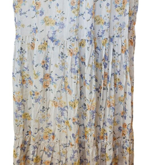 Elena Baldi Silk Blend Tiered Floral Print Maxi Dress Generous Size Medium Cream - Picture 7 of 13